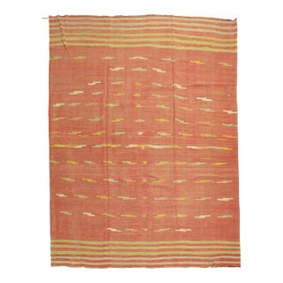 Melon Red Vintage Turkish Kilim Room Size Rug For Sale