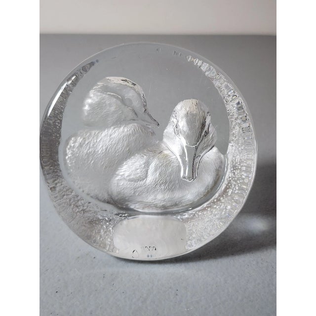 Vinatge Mats Jonasson Sweden Crystal Baby Ducks Art Glass Sculpture Paperweight For Sale In Orlando - Image 6 of 6