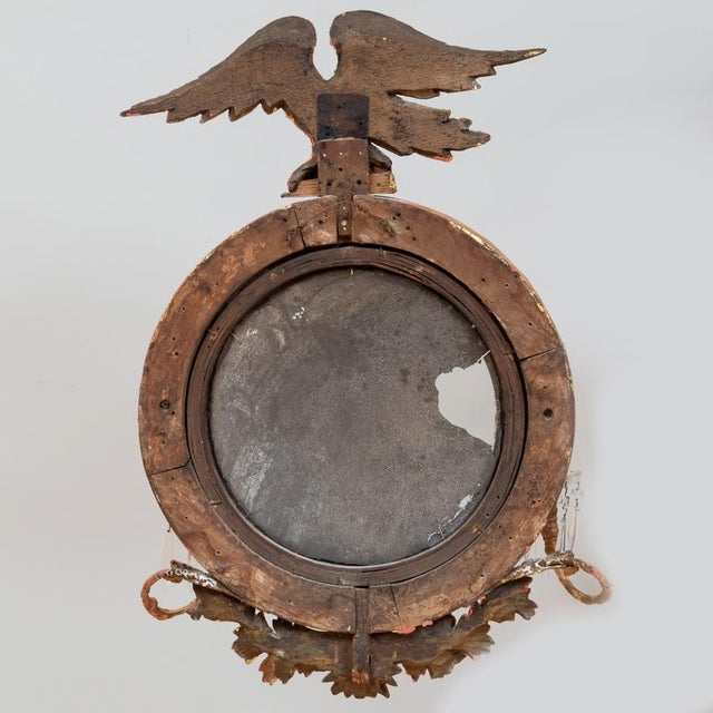 Important Antique c.1830 Giltwood Girandole Convex Federal Mirror With Eagle For Sale In Charleston - Image 6 of 11