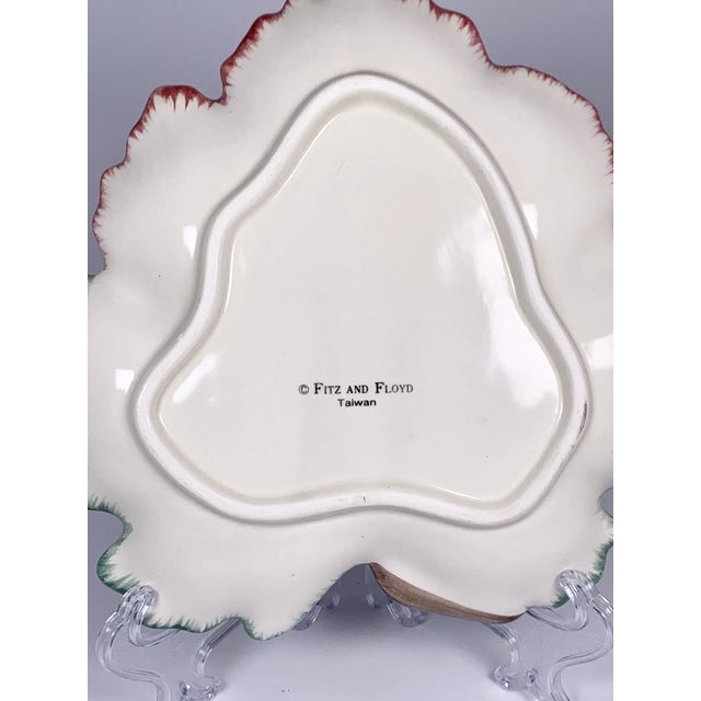 Charming set of four Fitz and Floyd ironstone leaf plates. These beautifully detailed plates feature an embossed leaf...