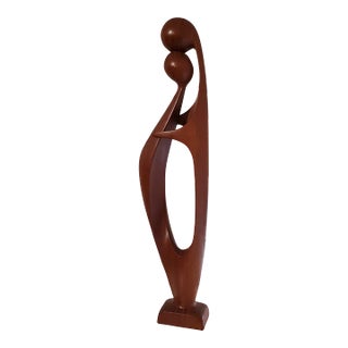 Mid-Century Modern Danish Teak 24" Tall Sculpture Lovers Embrace Simon Randers, Denmark For Sale