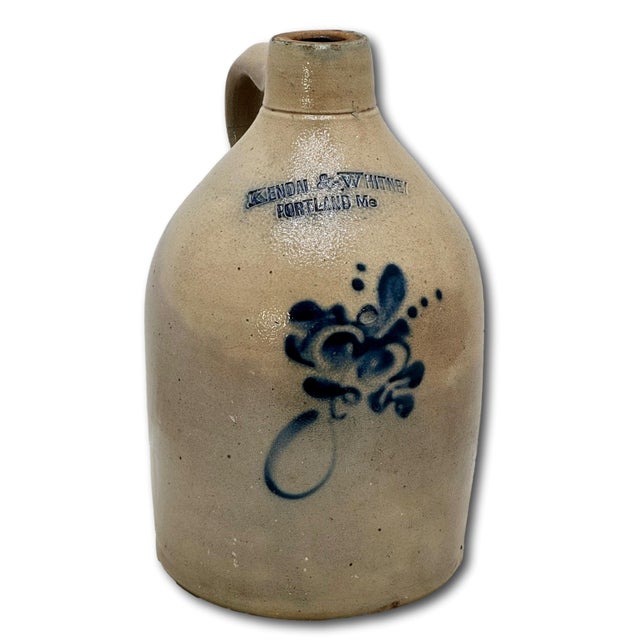 This Really is a Great Looking & Quite Scarce Antique American Blue Decorated Stoneware Liquid Storage Jug. Circa Approx...