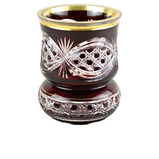 19th Century Biedermeier Ruby Red Overlay Glass Goblet, 1840s For Sale