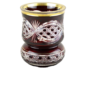 19th Century Biedermeier Ruby Red Overlay Glass Goblet, 1840s