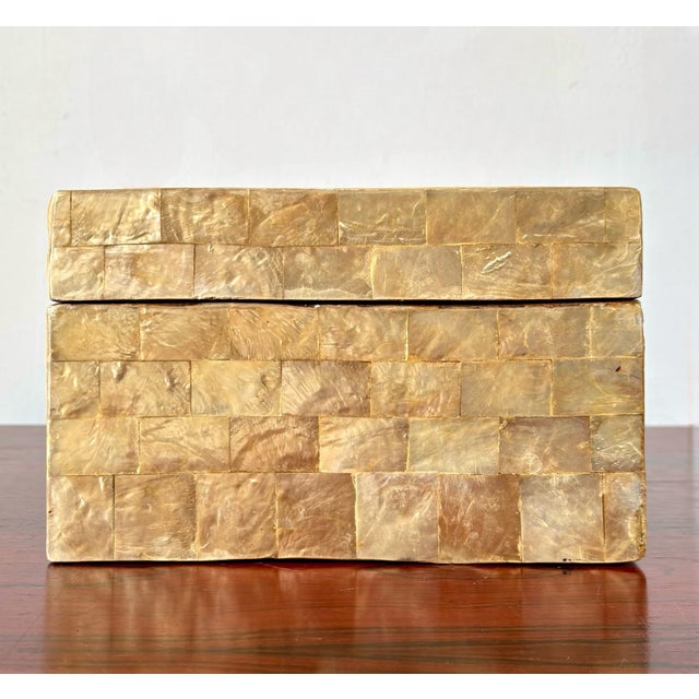 Vintage Boho Tessellated Capiz Shell Trinket Box For Sale In West Palm - Image 6 of 8