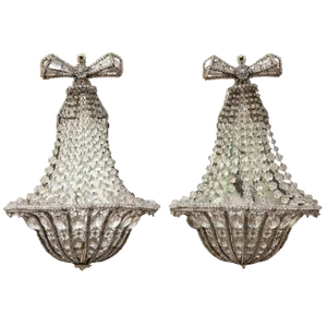 French Crystal Sconces, 1920s, Set of 2