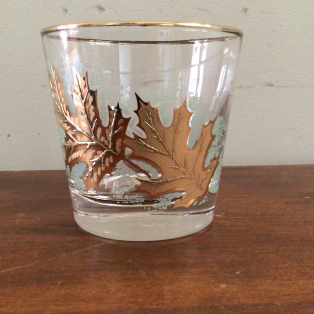 Libbey Gold Oak Leaf/Gold Rim Low Ball Glasses Whiskey Glasses-Set of 5 For Sale In Sacramento - Image 6 of 13