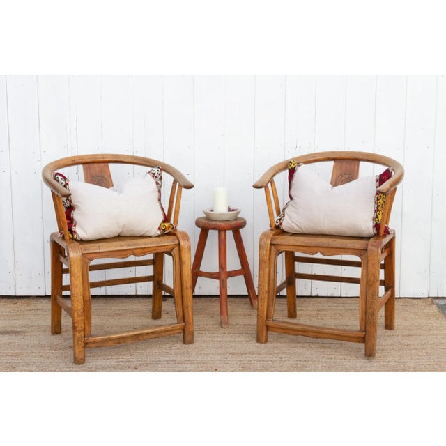 Pair of Golden Elm Chinese Club Chairs For Sale - Image 10 of 10
