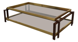 Vintage Hollywood Regency Geometric Brass Coffee Table, 1970s