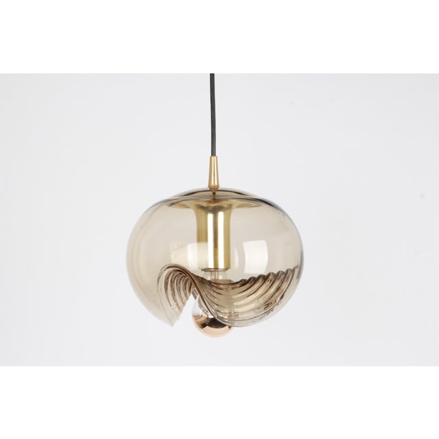 Black Large Smoked Glass Pendant Light from Peill & Putzler, Germany, 1970s For Sale - Image 8 of 10