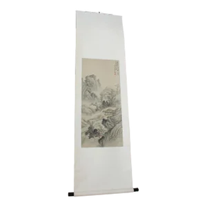 Early 20th Century Chinese Watercolor Landscape Silk Scroll