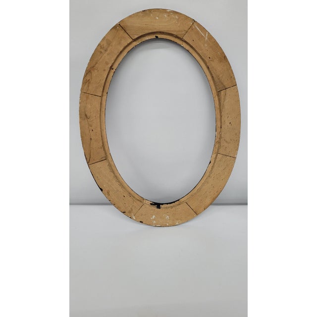 Brown 1930 Oval Wood Picture Frame Surround 24" Faux Tortoise Shell, Old World Portrait Display For Sale - Image 8 of 13