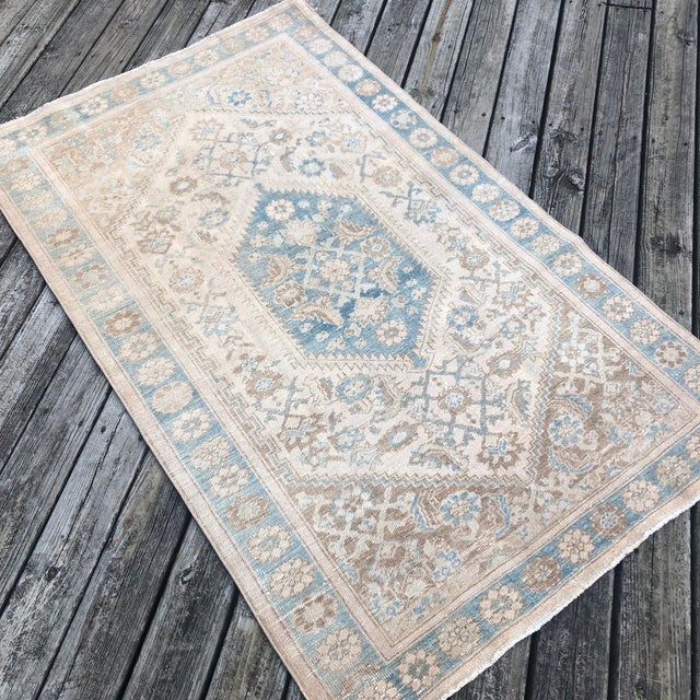 Textile Blue Antique Persian Rug | 4x7 For Sale - Image 7 of 8
