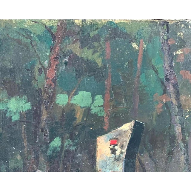 Campaign Impressionist Forest Oil Painting, Ukrainian Soviet Art, 1973 40-50 For Sale - Image 3 of 6