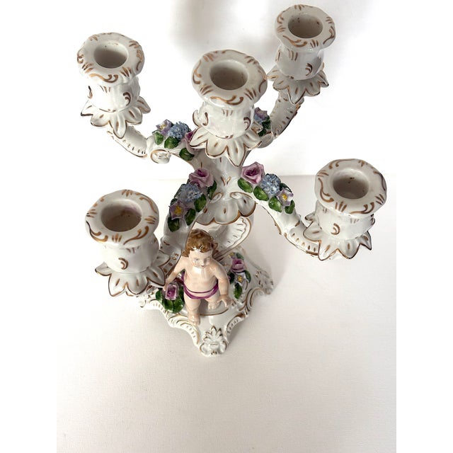 Vintage Porcelain Five-Light Candlestick, 1920s For Sale - Image 11 of 12