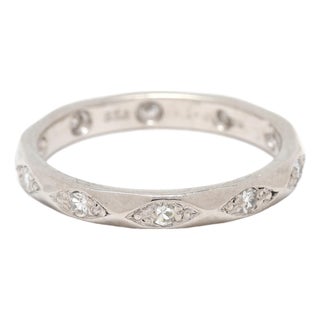 0.15ctw Diamond Faceted Band, Platinum, Ring Size 5, Stackable For Sale