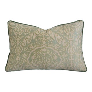Stunning Designer Mariano Fortuny Piazzetta Italian Feather/Down Pillow 22" X 15" For Sale
