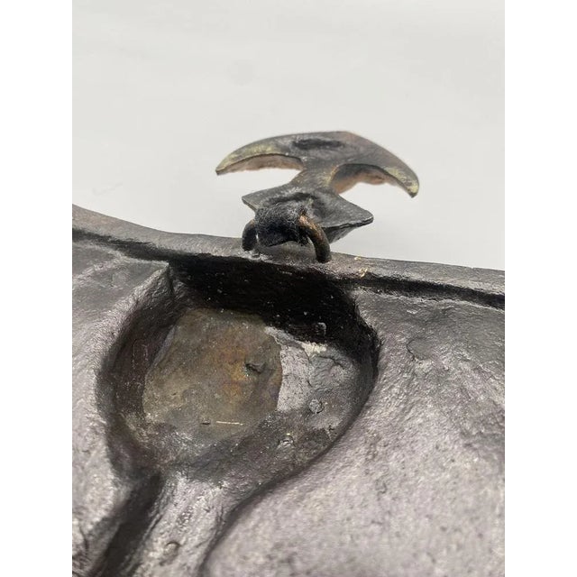 Brown Brutalist Wall Bronze Sculpture of the Dragon Slot of Lajos Muharos, Hungary, 1970s For Sale - Image 8 of 11