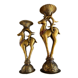 Vintage Gold Reindeer Candle Holders