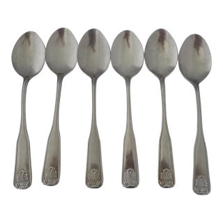 Shell Design Stainless Steel Tea/Dessert Spoons S/6 For Sale