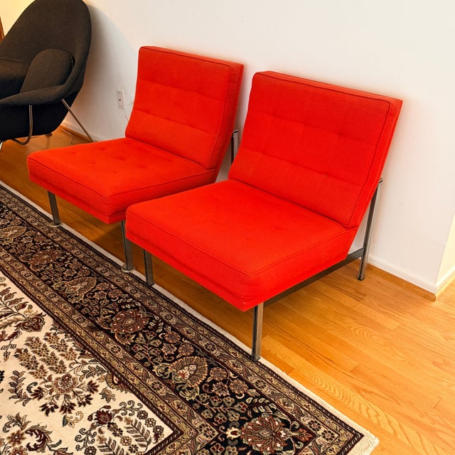 Pair 1950s Florence Knoll Parallel Bar System Lounge Chairs, Model 51 For Sale In Washington DC - Image 6 of 8