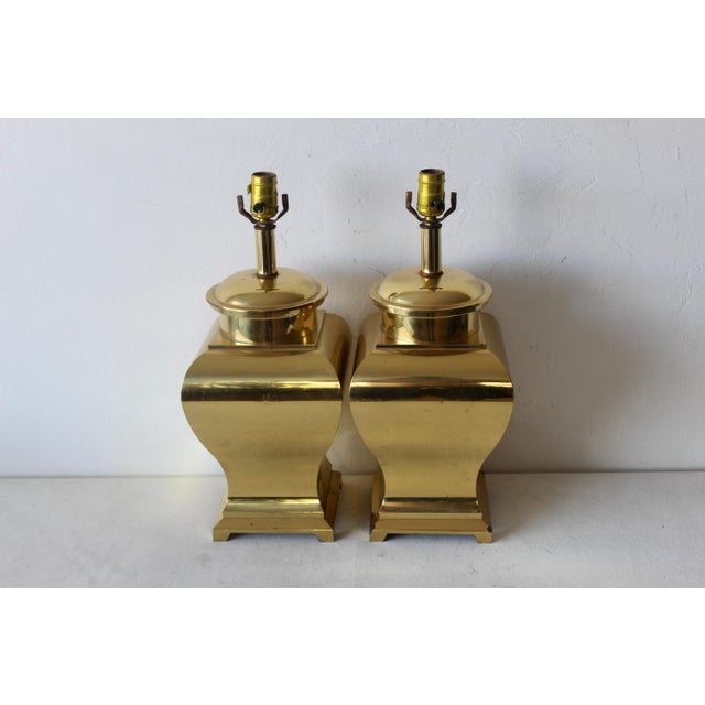 Chinoiserie 1980s Tyndale Style Chinoiserie Brass Ginger Jar Table Lamps - a Pair For Sale - Image 3 of 12