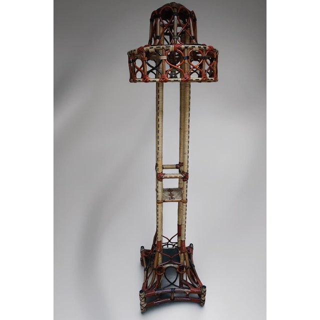 Boho Chic Art Nouveau Rattan Wicker Floor Lamp, 1890s For Sale - Image 3 of 18