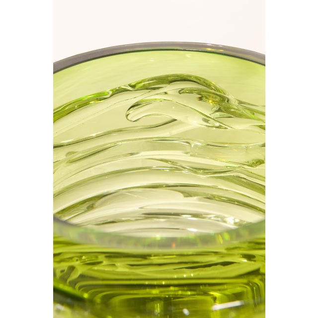 Tamtam Honey Vase in Crystal and Green Glass, 1990s For Sale - Image 6 of 10