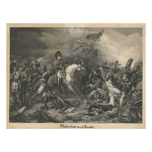 Mezzotint of Napoleon at the Battle of Waterloo, 1850, Paper For Sale - Image 12 of 12