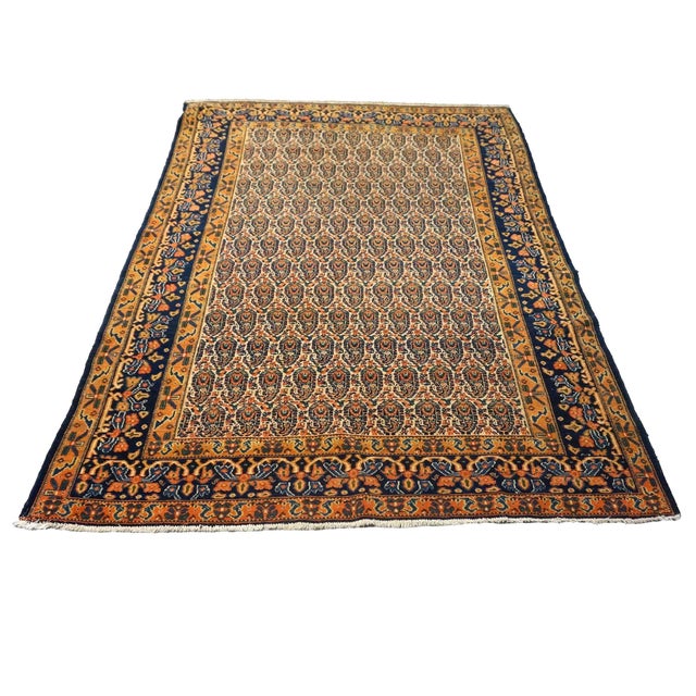 *Close-Out* - Condition: Antique - Origin: Persia - Design: Senneh - Circa: 1920s - Actual size: 4.5 x 6.5 - Color: Blue,...