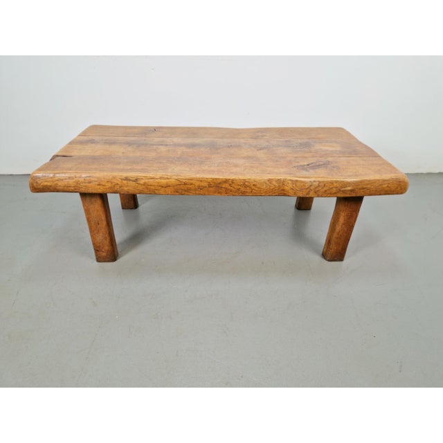 Brutalist coffee table, solid oak, Wabi-Sabi Mid-century 1960s Beautiful coffee table in a brutalist design. Origin:...