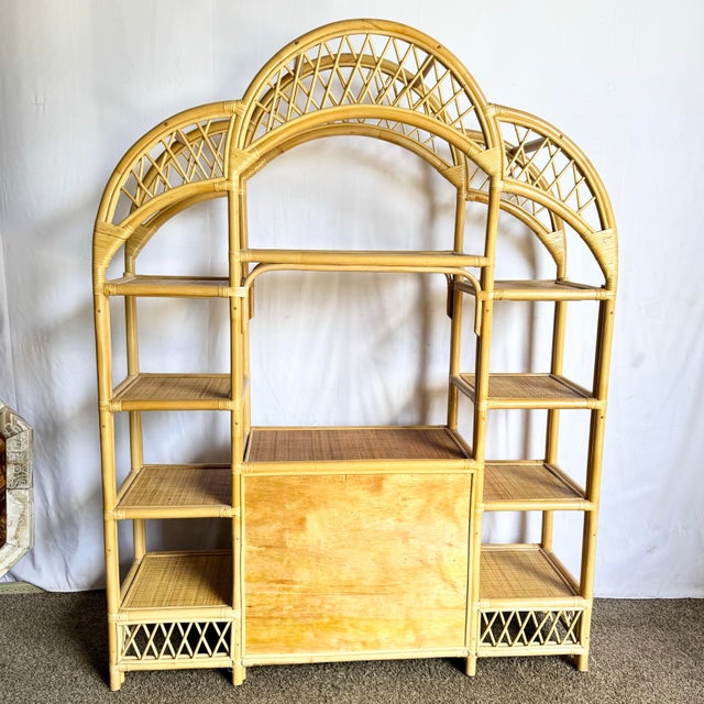Boho Chic Boho Chic Arched Rattan Etagere/Wall Unit For Sale - Image 3 of 9
