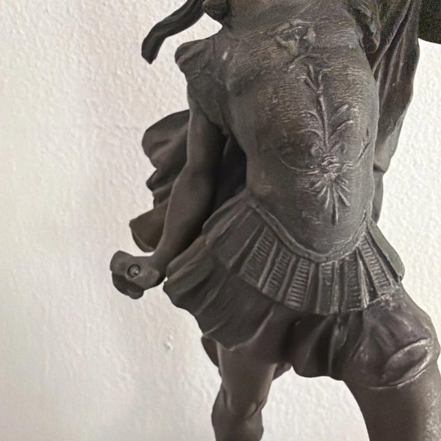 Figurative Late 19th Century Roman Warrior Soldier Sculpture Statue with Shield by Ansonia For Sale - Image 3 of 5