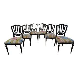1920s Set of Six Vintage Hepplewhite Style Shield Back Dining/ Side Chairs For Sale