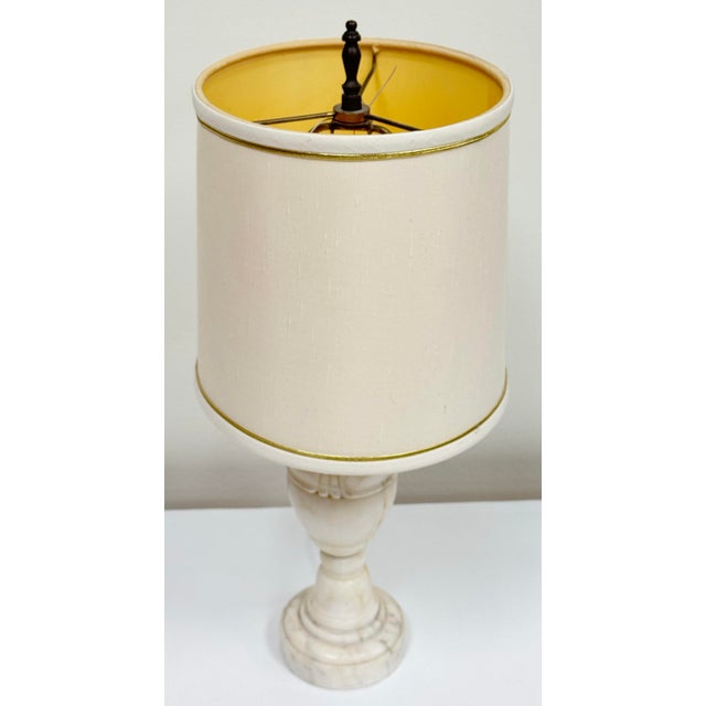Antique Mid Century Italian Carved Alabaster Urn Table Lamp For Sale - Image 11 of 14
