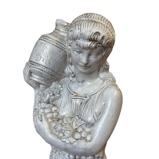 Vintage Holland Mold Neoclassical Italian Style Figural Maiden Table Lamps With Grapes & Amphora, a Pair For Sale In Greensboro - Image 6 of 12