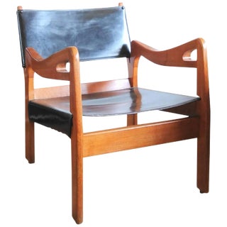 1960s French Solid Oak Armchair by Guillerme & Chambron For Sale
