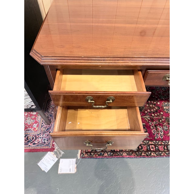 Brown Vintage Ethan Allen Georgian Style Cherry Executive Partner’s Desk For Sale - Image 8 of 12