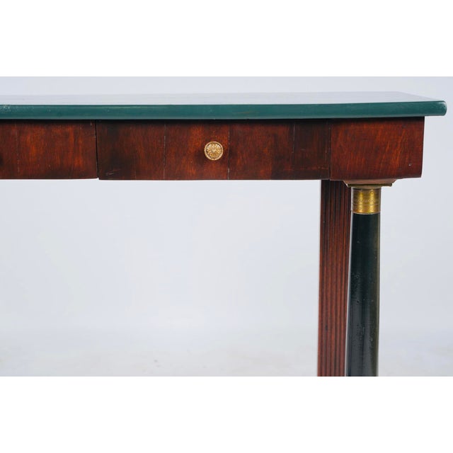 Hollywood Regency Glorya Kaufman Estate, Empire Revival Console Table Ebonized Columns & Brass Mounts 20th C. For Sale - Image 3 of 7