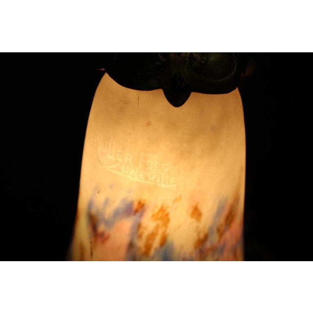 Bronze and Pâte de Verre Desk Lamp from Muller Frères, 1900s For Sale - Image 12 of 14