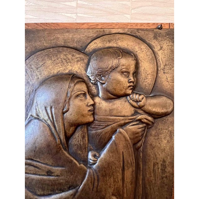 Tan Georges Mathey, Large Bas Relief, 1912, Bronze & Oak For Sale - Image 8 of 15