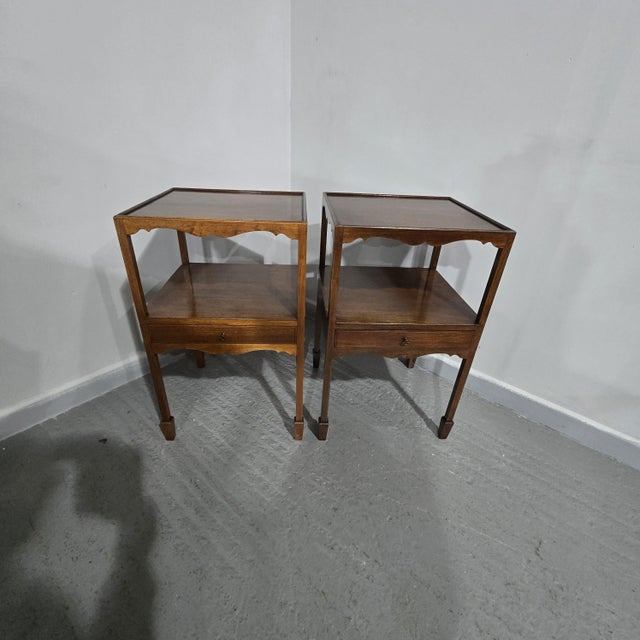 Georgian Mahogany Bedside Lamp Tables, 1920, Set of 2 For Sale - Image 10 of 11