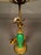 Metal French Bronze & Green Glass Table Lamp With Porcelain Flowers and Silk Shade, Circa 1920 For Sale - Image 7 of 11