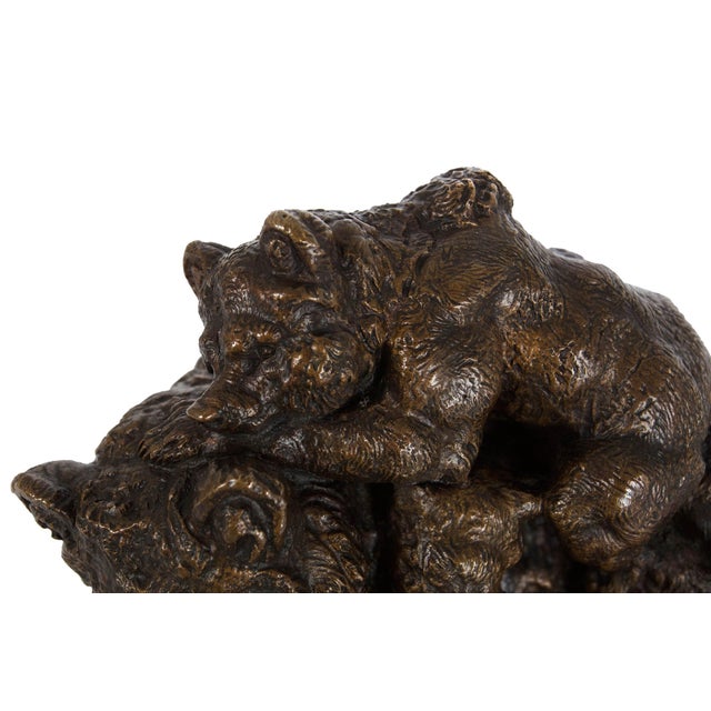 French Antique Bronze Sculpture “Family of Bears” by Delabrierre For Sale - Image 11 of 18