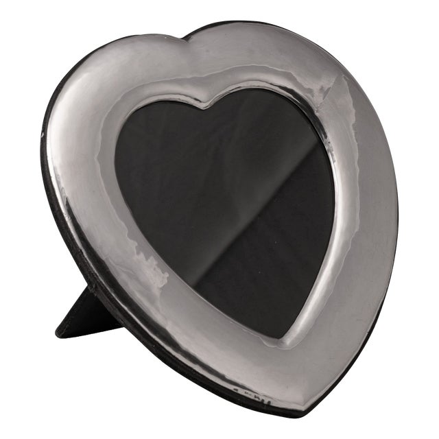 Vintage Italian Silver Heart Shaped Photograph Frame For Sale