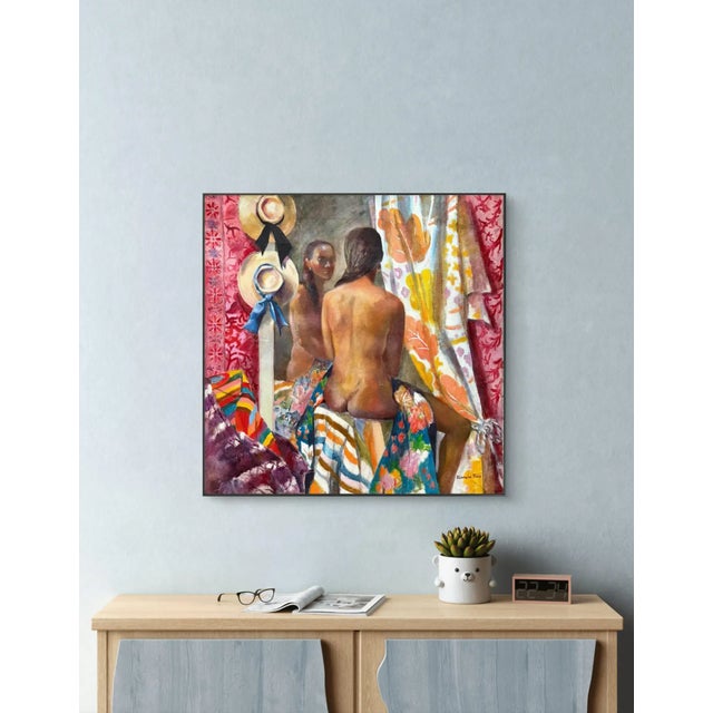 Stunning mid century oil painting on canvas. Painted by Blanch Fried in New York studio. Comes stretched on canvas wood...