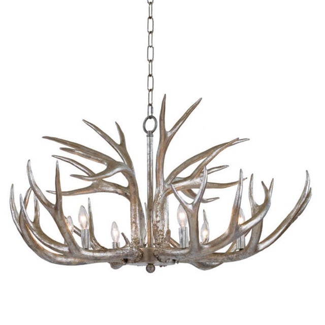 Silver Leaf Antler Chandelier | Chairish