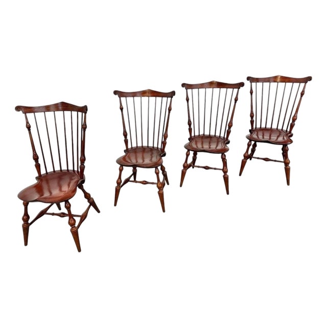 Vintage Dr Dimes Windsor Style Oak & Solid Cherry Dining Chairs - Set of 4 For Sale