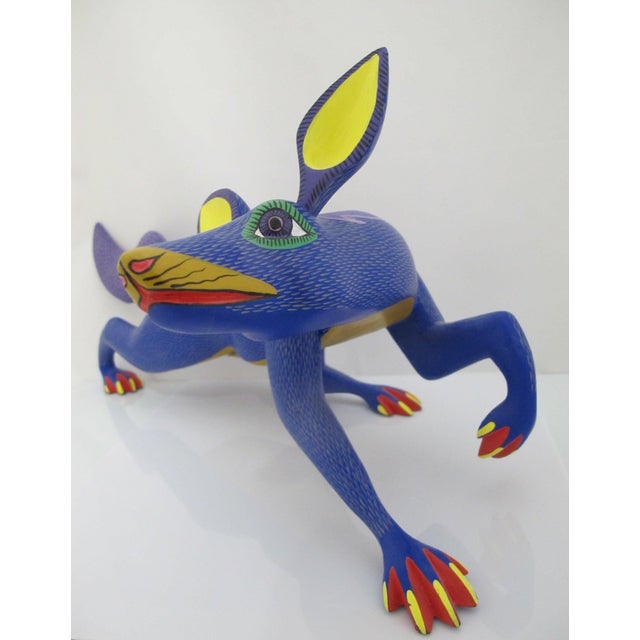Large Alebrije Colorful Fox Mexican Folk Art Wood Carving Figurine Sculpture For Sale In Portland, OR - Image 6 of 15