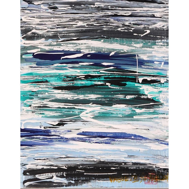 Dynamic brushstrokes bring a sense of dancing like the waves in the VAGUE series. Painting is 8X10” heavyweight hand-cut...